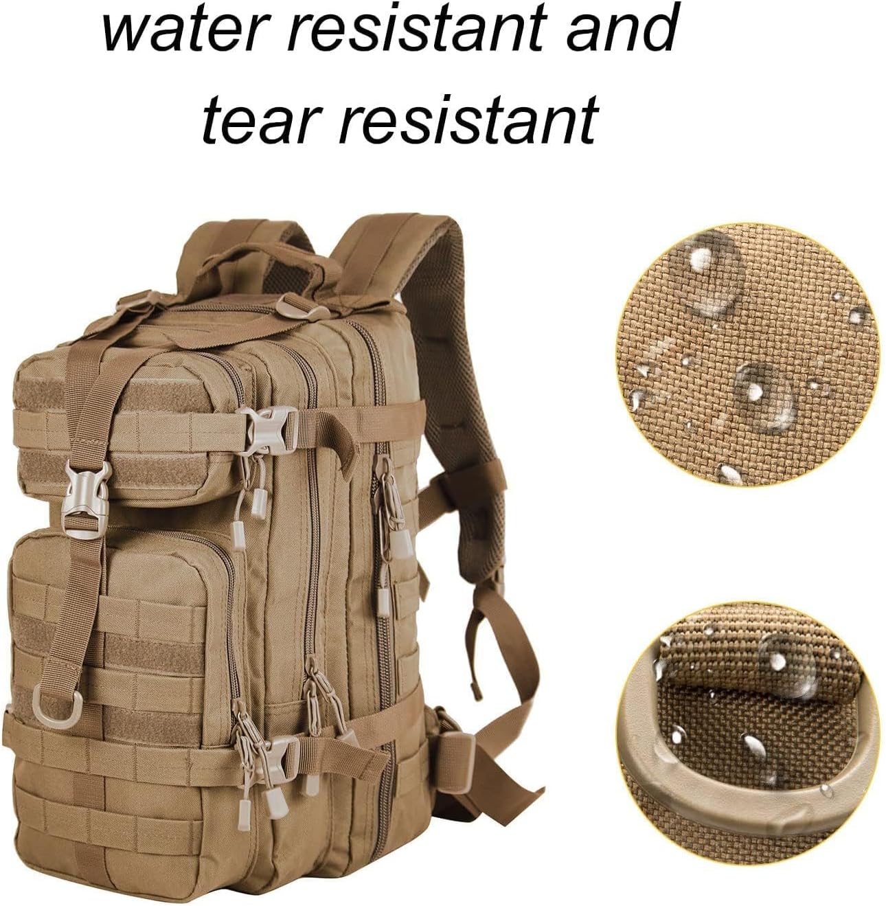 Small 30L Assault Backpack Military Tactical Backpack Tactical Bag for Outdoor Hiking Camping Travel (Coyote) - Image 9