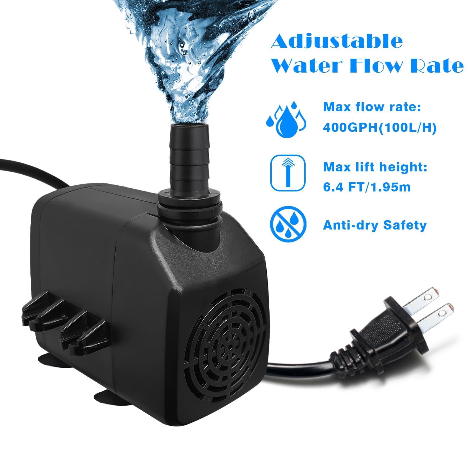 Amazon.com: Submersible Water Pump, 400GPH 19W 1000L/H Flow with