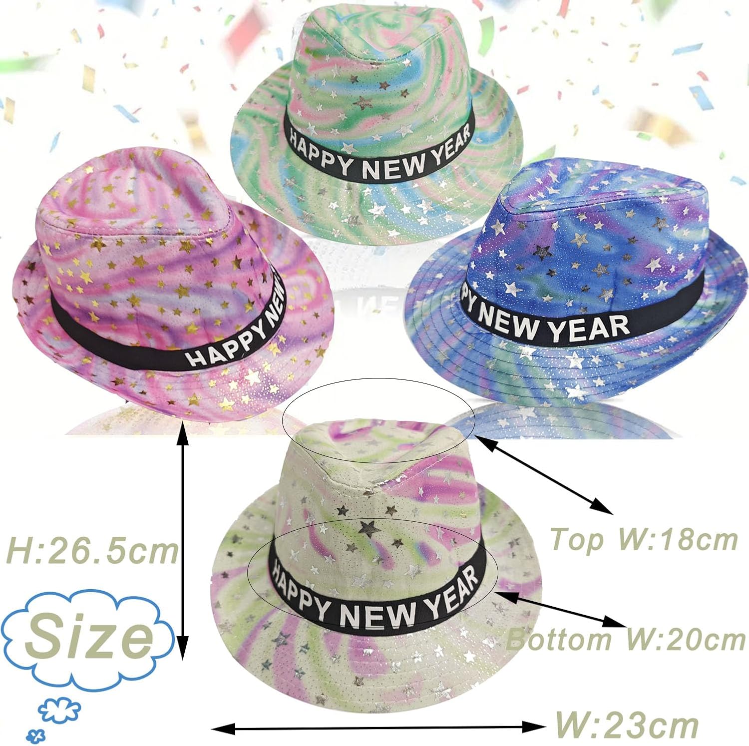 4 Pcs Neon New Year's Eve Party Supplies Kit,2026 New Year's Eve Party set Corlorful Party Gangster Hats,NYE Party Supplies Favors