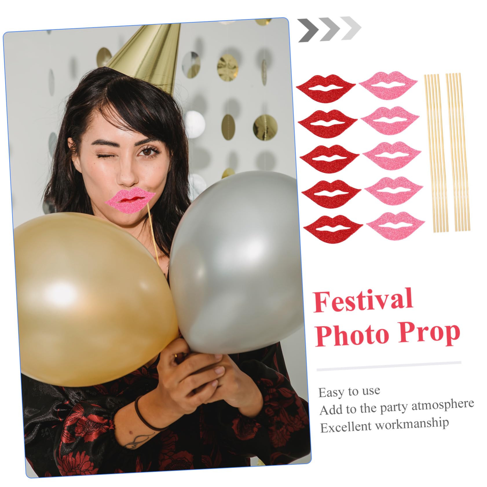 3 Sätze Teiliges Lippen Foto Requisiten Glitzernde Handgehaltene Party Dekoration Lustige Fotokabine Accessoires Für Hochzeit Geburtstag Und Familienfeier 40 Stück * 3