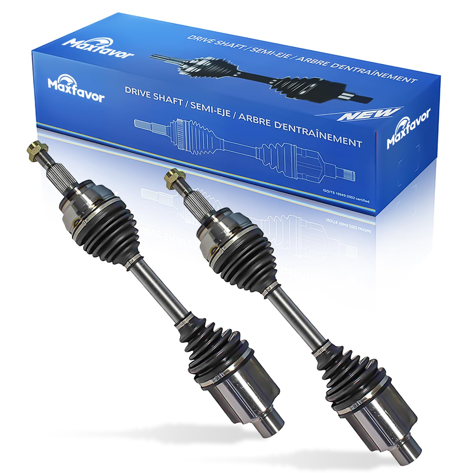 MAXFAVOR Pair (2) Driver and Passenger Side CV Axle Front Shaft Assembly 4WD Compatible With Dodge Ram 1500 2002-2005 ST/SLT/Laramie, Front CV Axle Joint Shaft Assembly OE# NCV12184