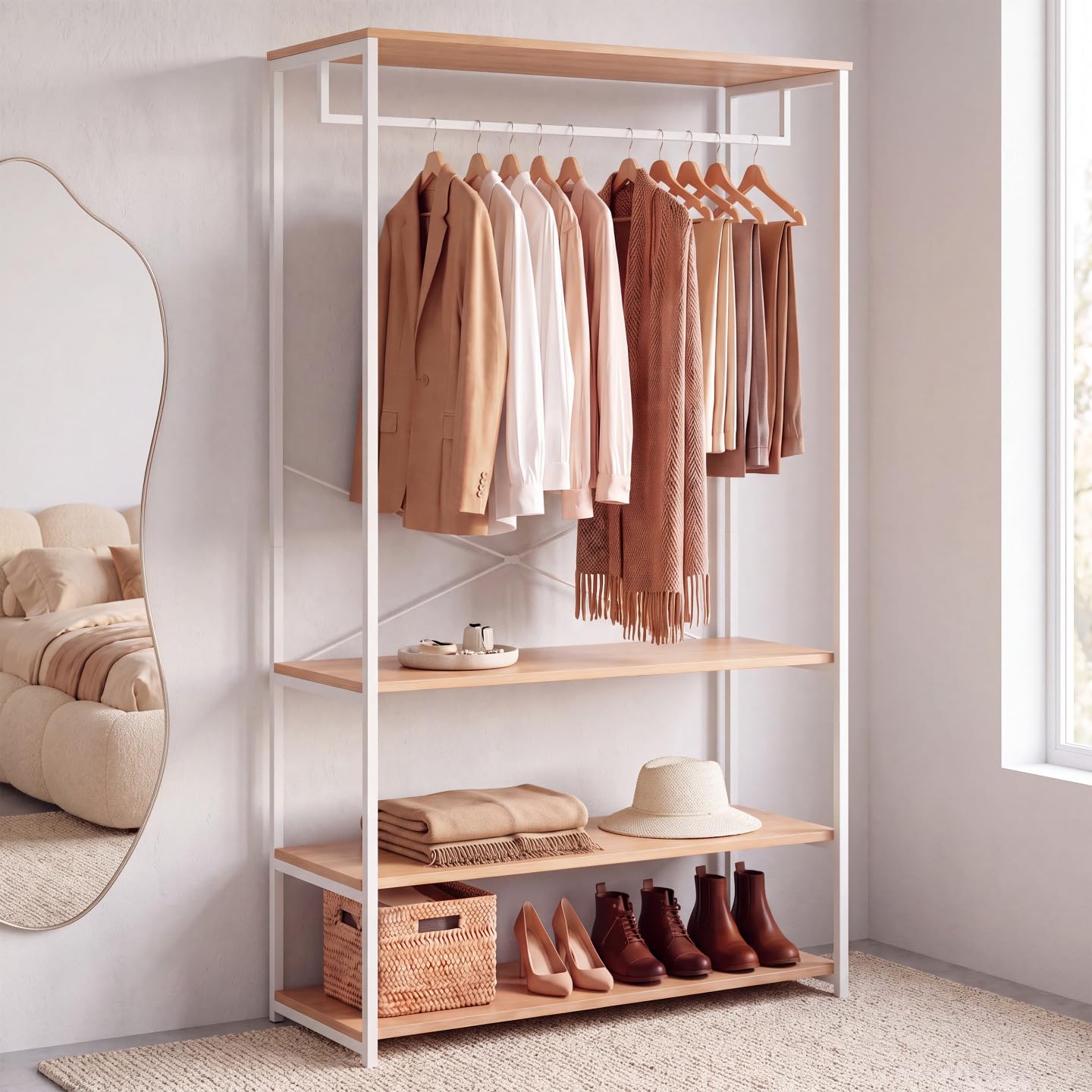 IDMarket - Dressing penderie DETROIT large L.100 cm bois et métal blanc