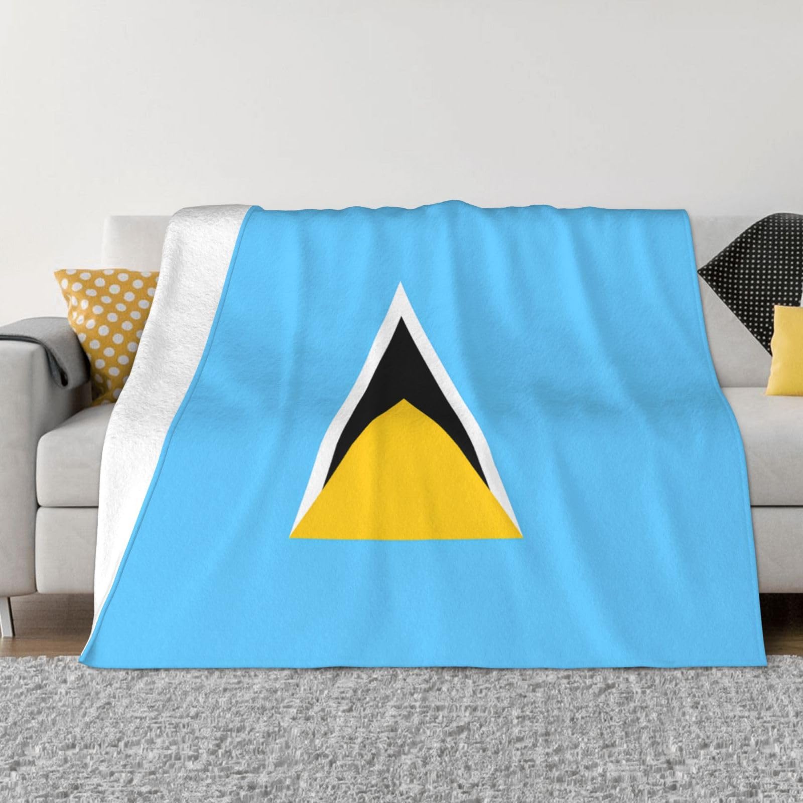 Couverture en flanelle drapeau Sainte-Lucie 203x152 cm pour canapé