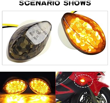 FLYPIG Flush Mount Led Smoked Turn Signal Lights Blinkers Amber For Honda