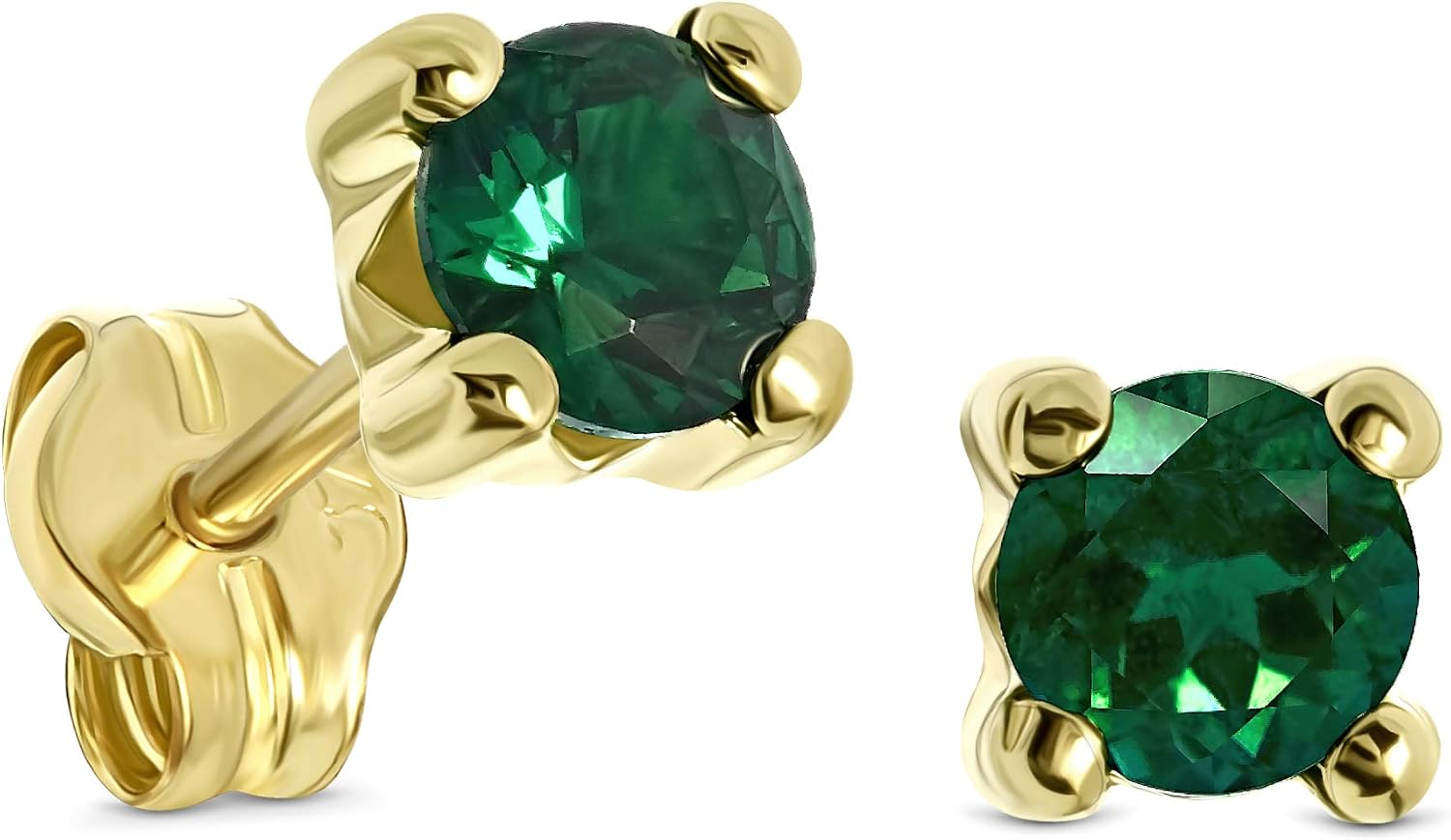 [Earrings for Women] Miore Earrings Women Yellow Gold Studs Solitaire Emerald 9 KT/375 [parallel import goods]