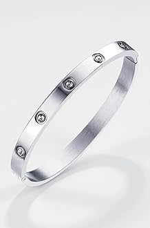 Shining Diva Fashion 18K Gold Plated Stainless Steel Openable Crystal Bracelet | Cuff Bangle | Friendship Couple Wedding Gifts for Mother Sister Wife Girlfriend | Anti Tarnish Jewellery