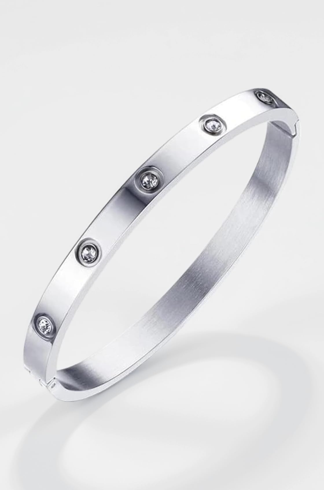 18K Gold Plated Stainless Steel Openable Crystal Bracelet | Cuff Bangle | Friendship Couple Wedding Gifts for Mother Sister Wife Girlfriend | Anti Tarnish Jewellery