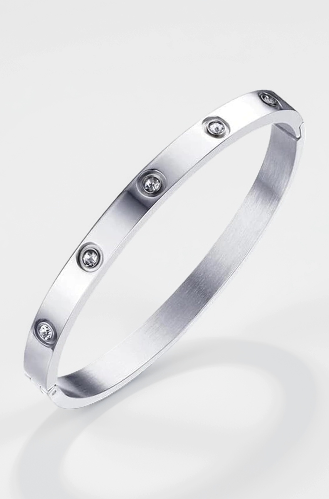 Shining Diva Fashion 18K Gold Plated Stainless Steel Openable Crystal Bracelet | Cuff Bangle | Friendship Couple Wedding Gifts for Mother Sister Wife Girlfriend | Anti Tarnish Jewellery