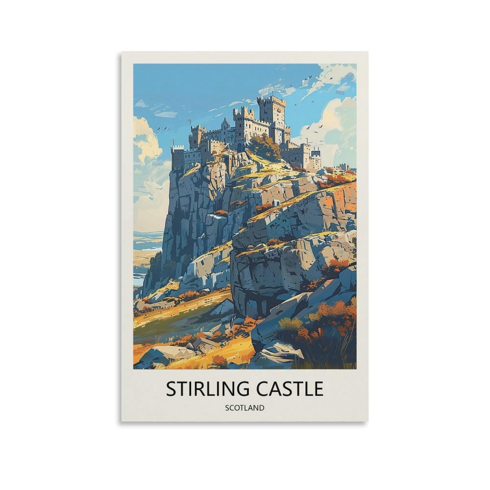 Yjneng Unframed Canvas Art Picture Stirling Castle Scotland Wall Decor Art Painting Posters Modern Family Decorative Poster 16X24inch(40X60cm)