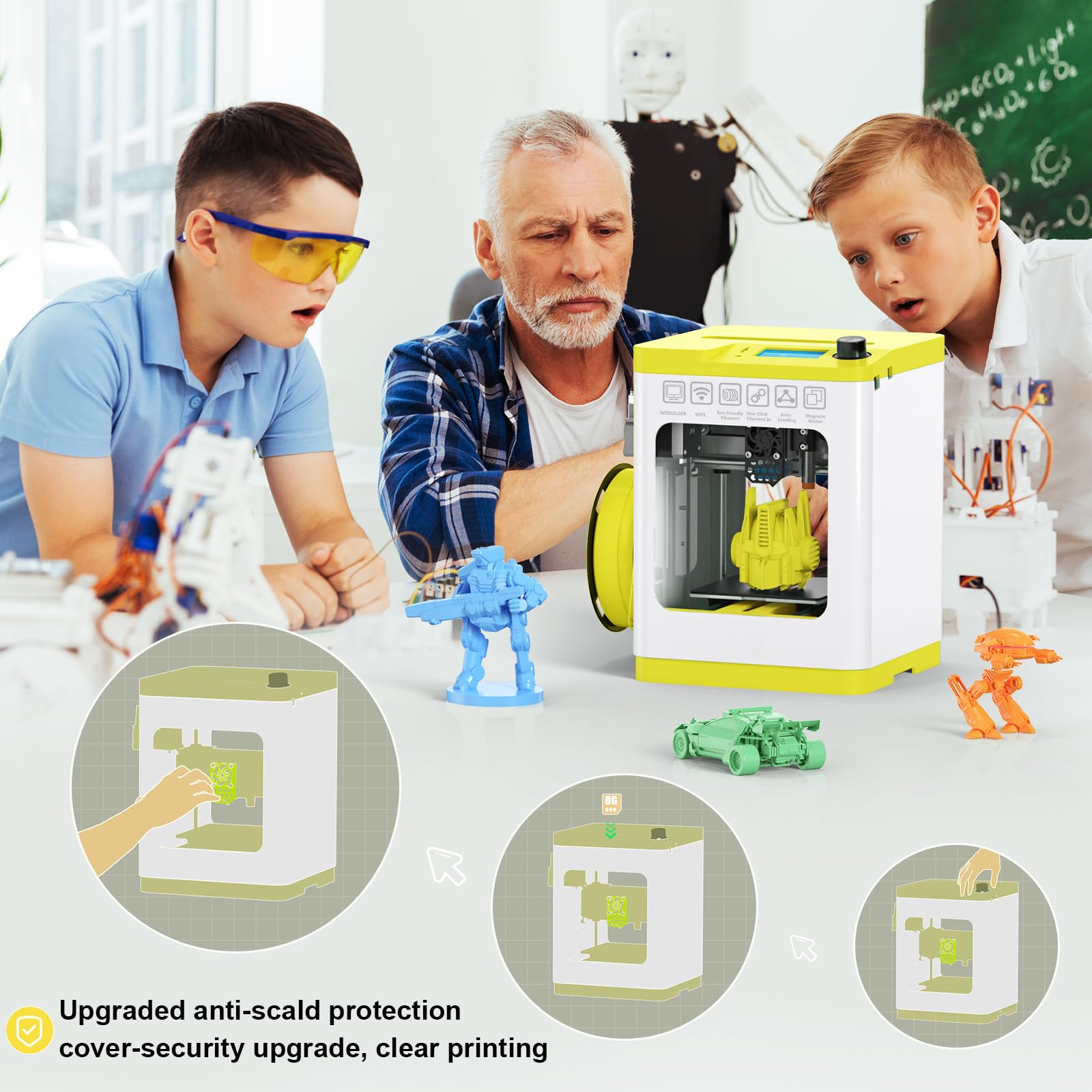 ENTINA Tina2S 3D-Drucker mit Wi-Fi Cloud Printing, Komplett montierter und automatisch nivellierender Mini 3D-Drucker für Anfänger, mit intelligenter Steuerung und beheizter Federstahl-Bauplatte