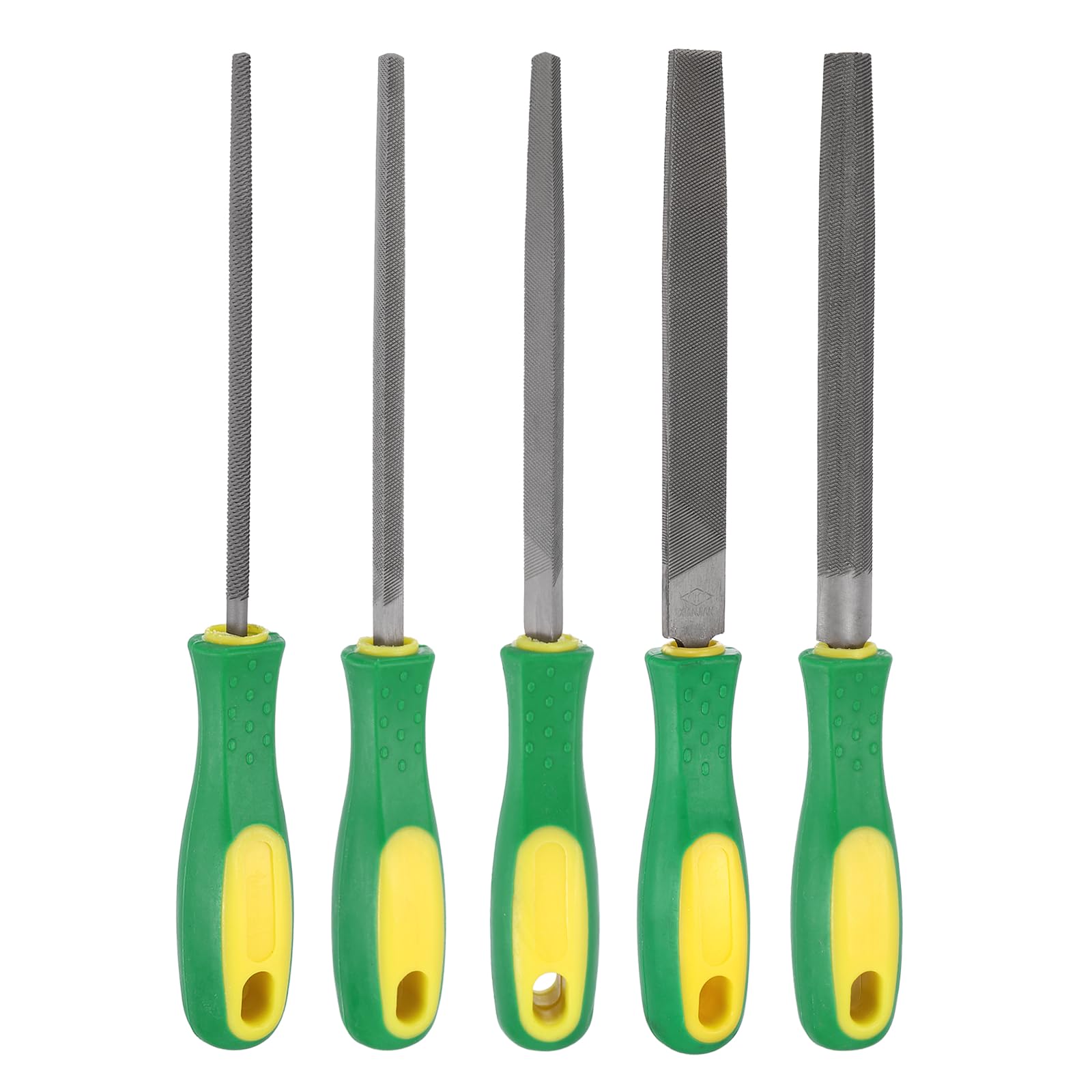 HARFINGTON 5pcs Metal File Set 6" Coarse Teeth High Carbon Steel Hand Files with PP Handle Square/Flat/Triangle/Half-Round/Round for Metal Wood Stone Grinding Polishing Engraving