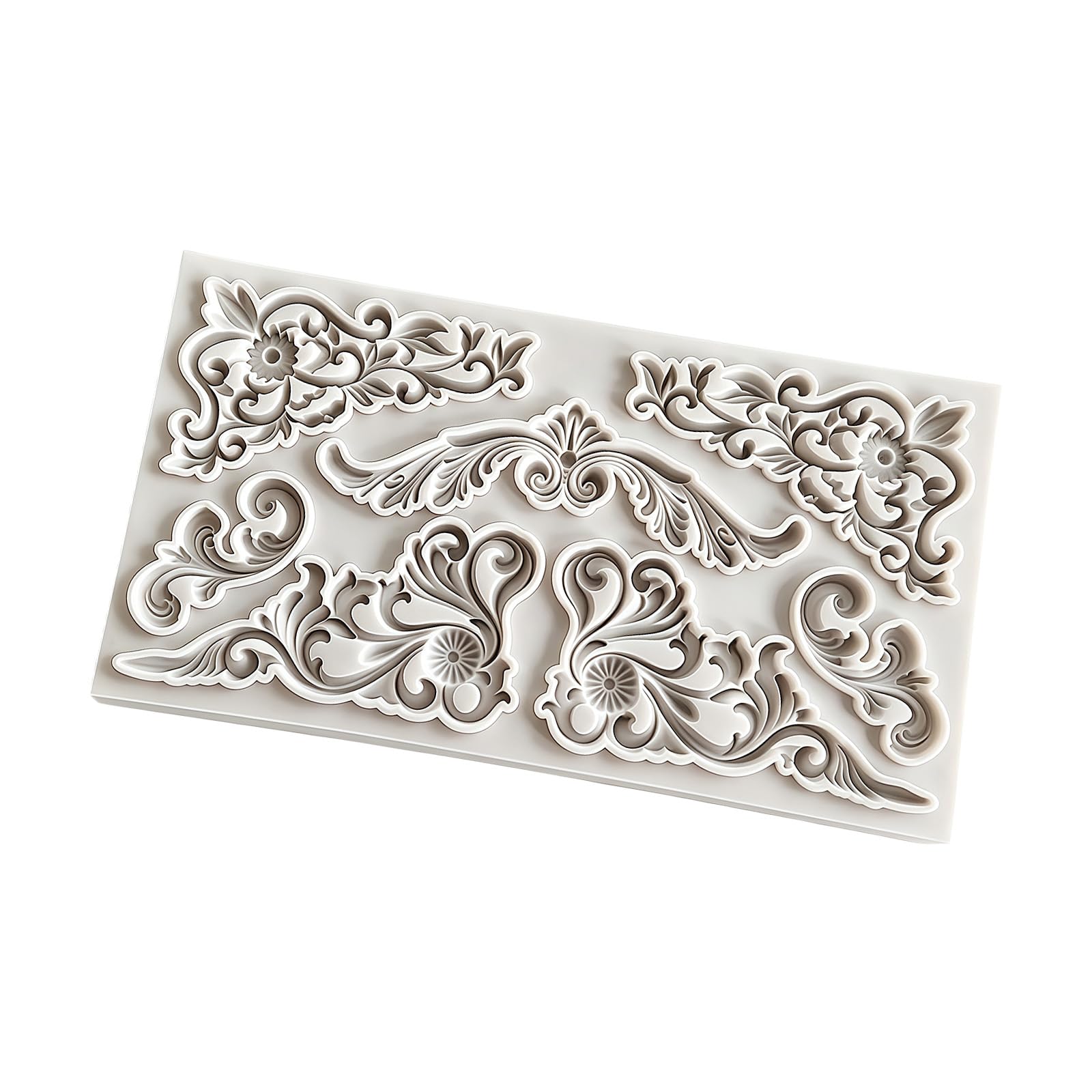 NMFLAB Antique Floral Embossing Silicone Chocolate Mold for Epoxy Resin Making Fondant Cake Decorating and Clay Craft Retro Elastomer Cast