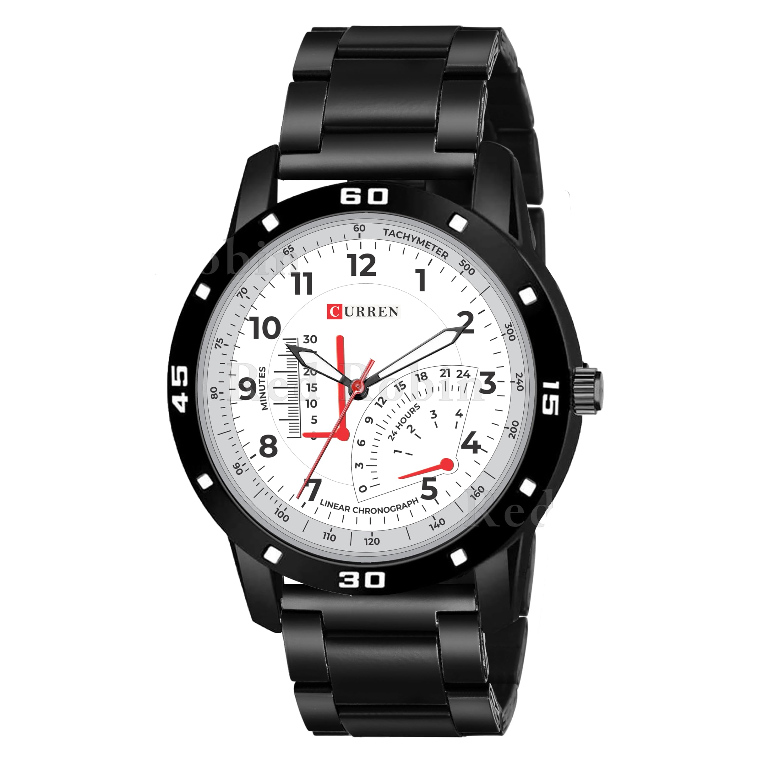 Red Robin Analog Curren Design White Dial Stylish Black Silicone Strap Wrist Watch for Men and Boys, Pack of 1 - Curren-W-AVO-BLK-CDBLK (B0CT5WFK1Z) Amazon Price History, Amazon Price Tracker