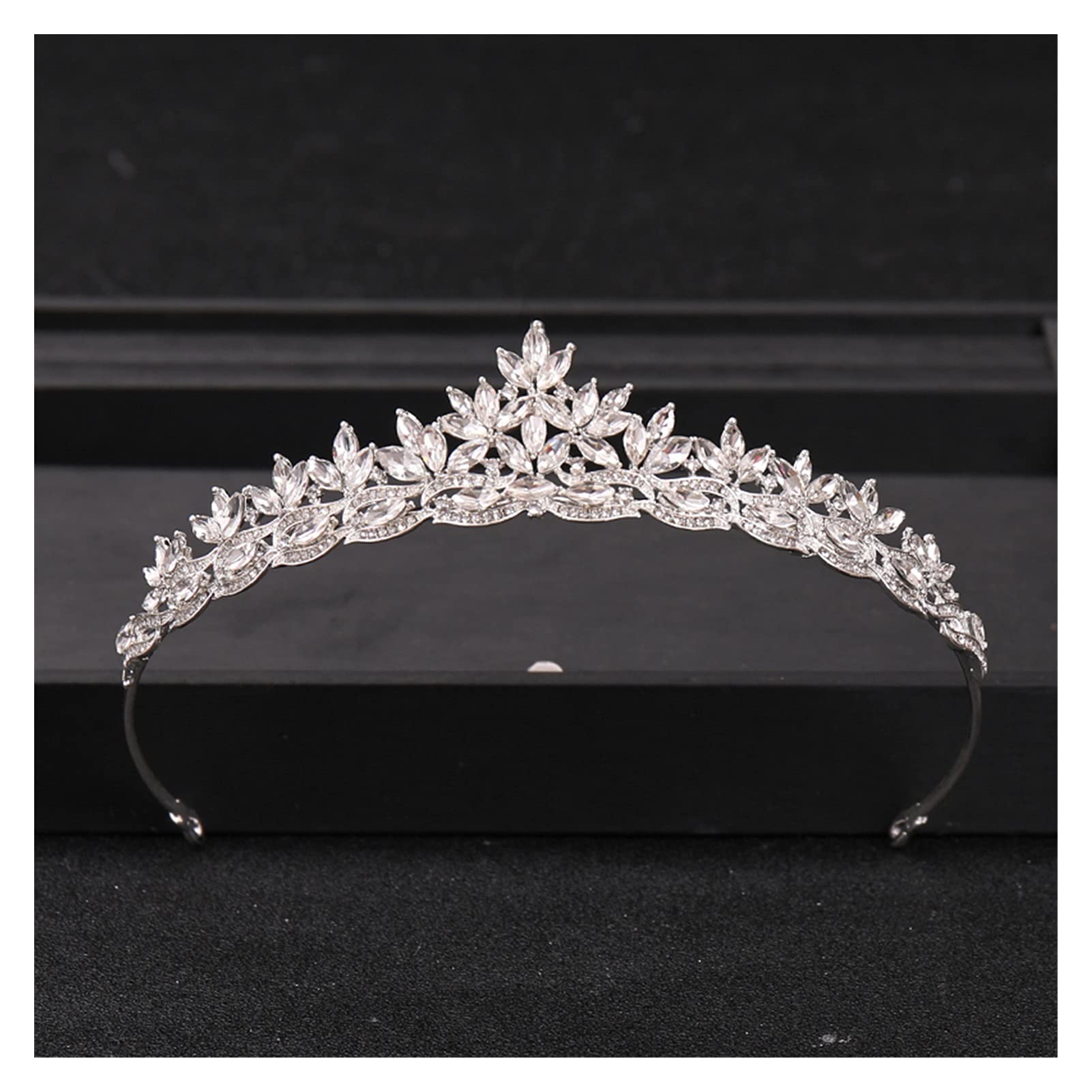 Barokowy Rhinestone Kryształowa Korona I Tiara Bridal Biżuteria Do Włosów Chluba Party Diadem Korony Dla Kobiet Ślubne Akcesoria Do Włosów Tiara (Kolor Metalu: Brak)