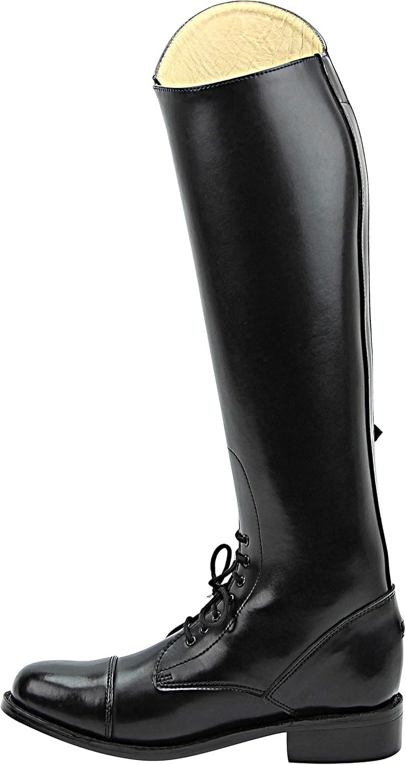 Women Ladies Crown Field Horse Riding Boots Stylish Fashion Equestrian Black