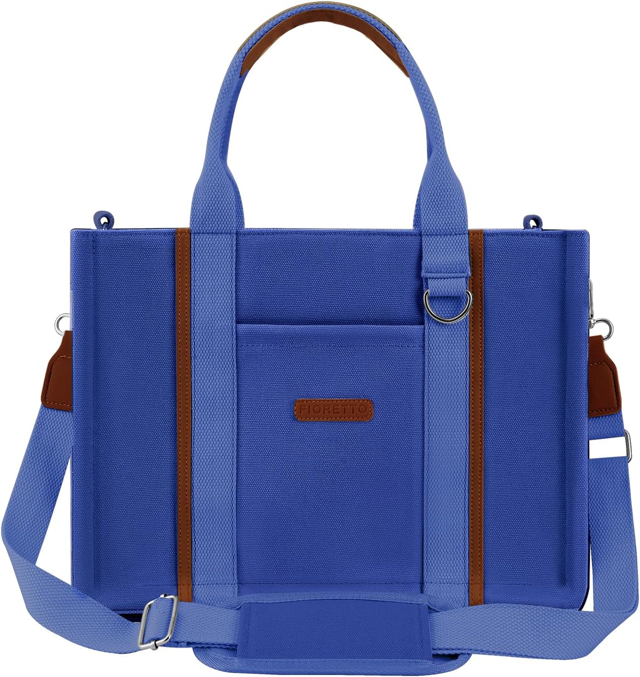 FIORETTO Women’s Canvas Tote Bag Purse with Zipper, Multi Compartment & Reinforced Bottom, Ideal for Work, Bible, Travel