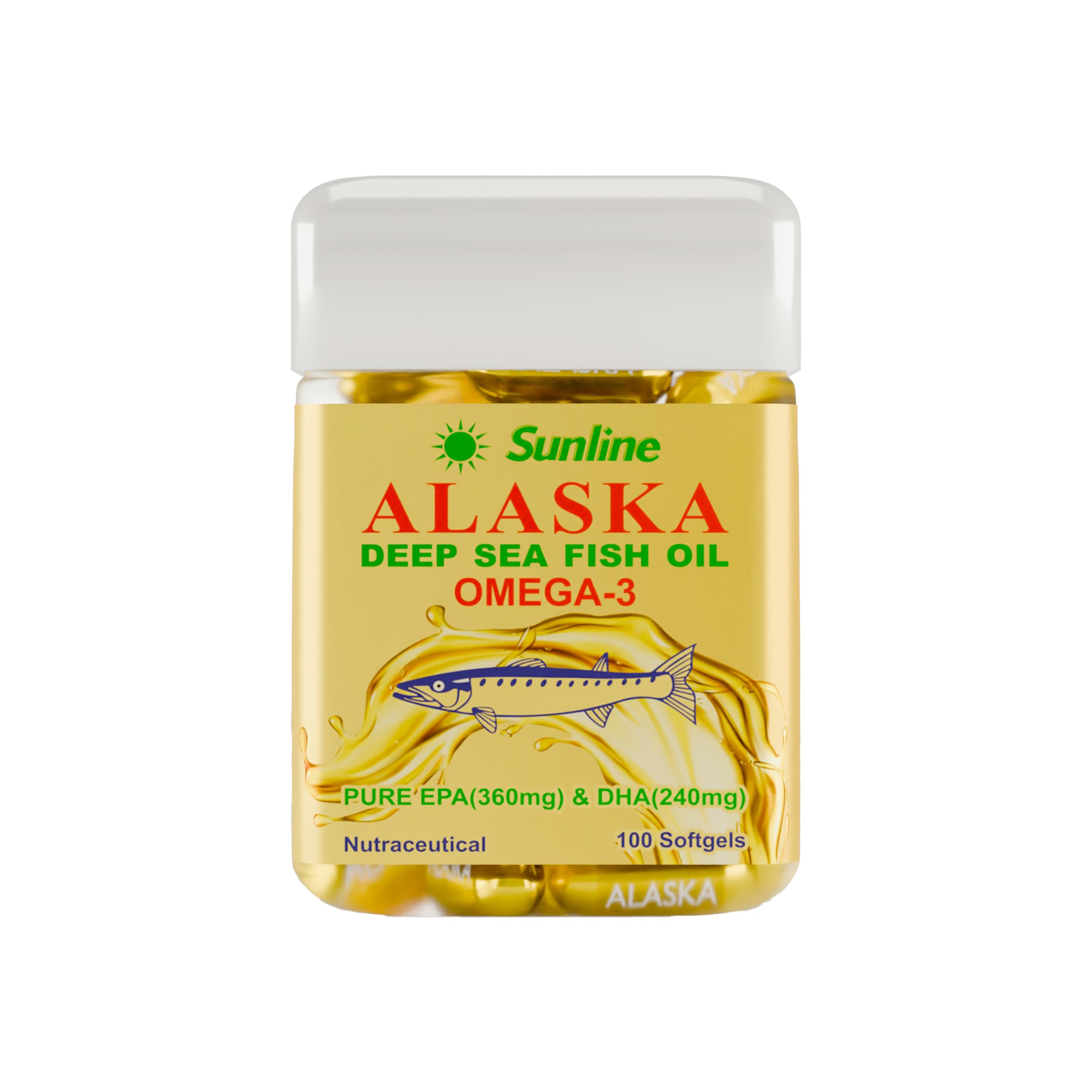 Sunline Alaska Omega-3 | Deep Sea Fish Oil | 1000Mg,100 Softgels-image-37