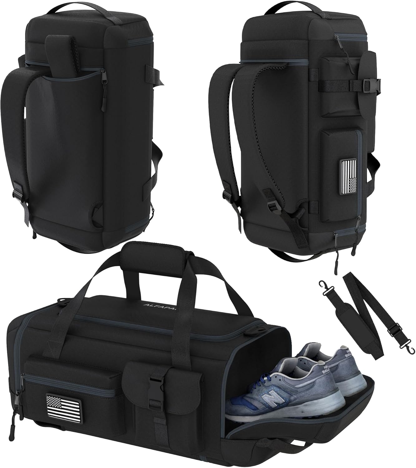 Gym Duffel Bag Backpack – 45L – Durable Gym Bag for Men/Women with Shoe Compartment – Duffel Bag Carry On – Water Resistant with Wet Pocket, Multiple Pockets & Straps for Gym, Travel & Overnight Gym Duffel Bag Backpack – 45L – Durable Gym Bag for Men/Women with Shoe Compartment – Duffel Bag Carry On – Water Resistant with Wet Pocket, Multiple Pockets & Straps for Gym, Travel & Overnight