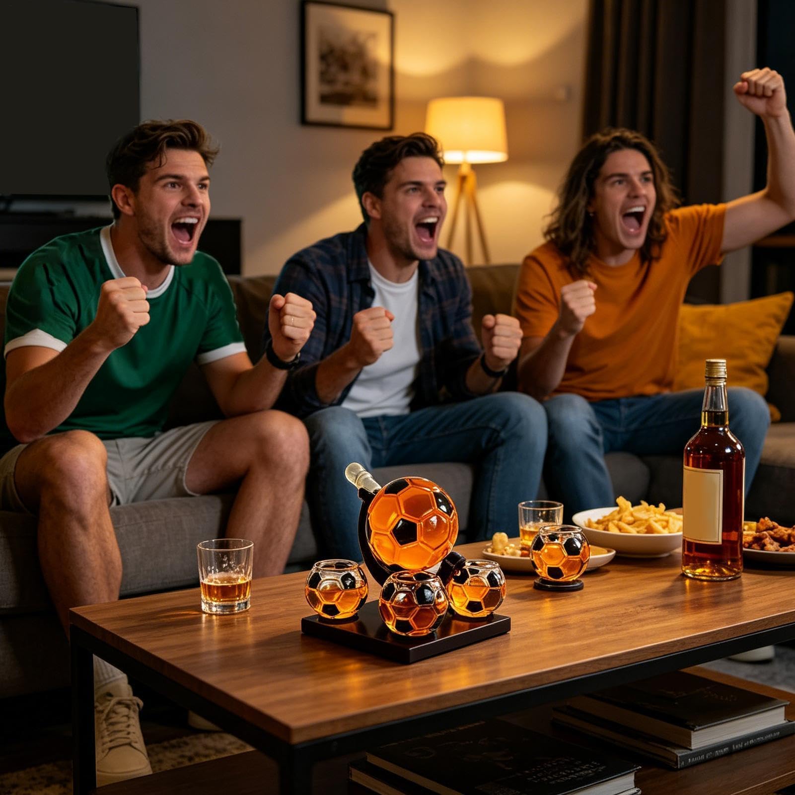 Szklana karafka Szklana Butelka Whiskey Z Piłkarskim Wzorem | Karafka do wina 850 ml dla taty, męża, kobiety, mamy, dziadka, domu, kuchni, stołu jadalnego