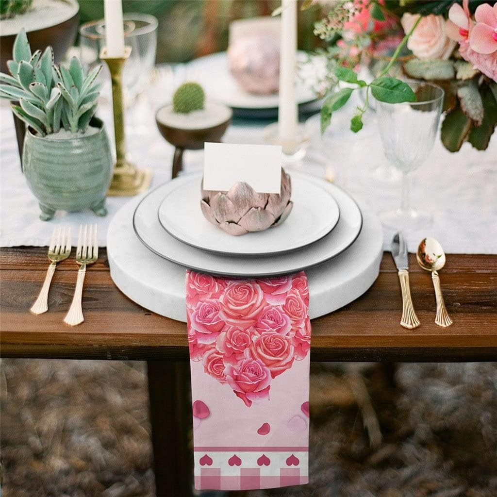 Love Roses Plaid Napkins Cloth Set Wedding Party Table Cloth Soft Kitchen Dinner Napkins Christmas Napkins (Color : 8pcs, Size : 50x50cm) (8pcs 50x50cm)