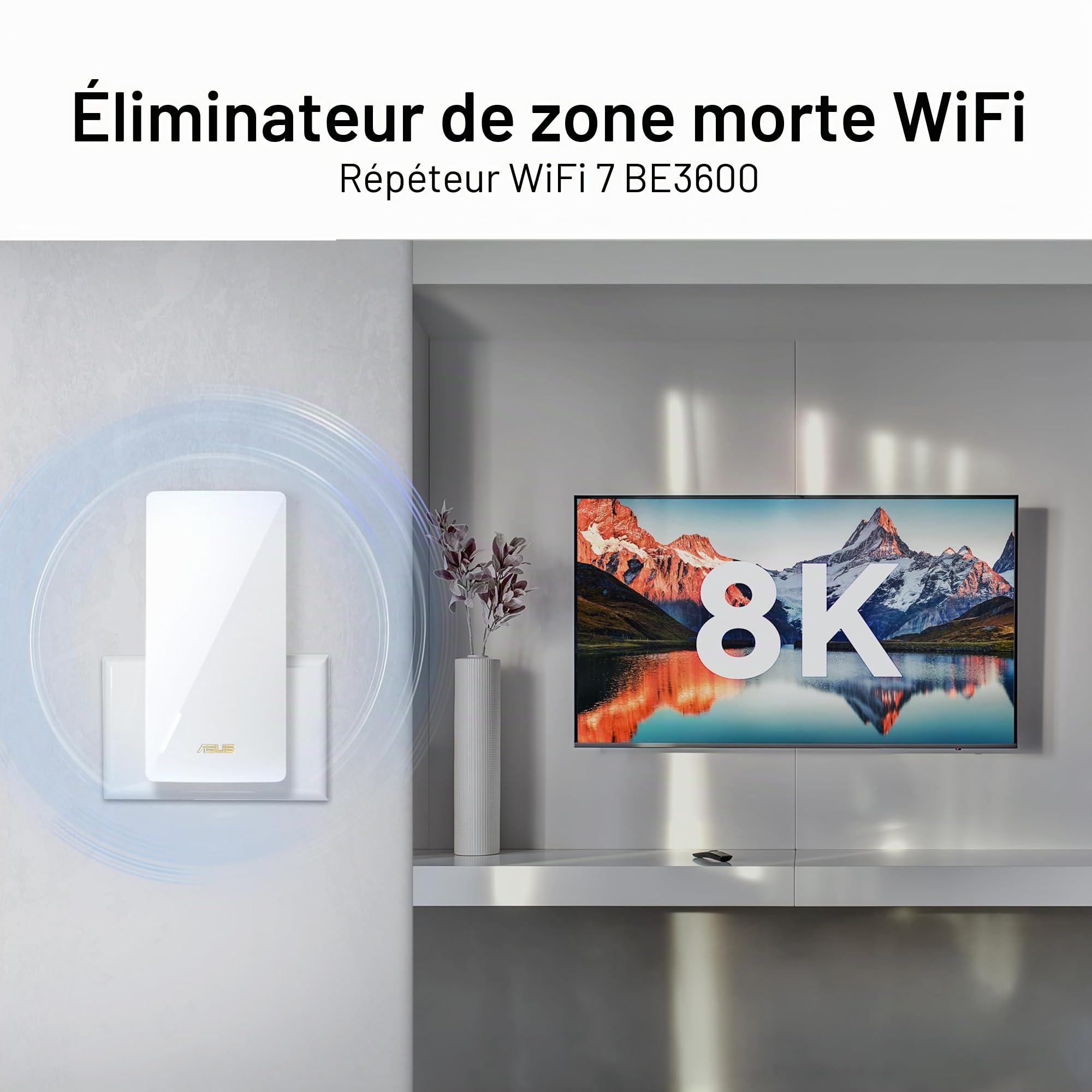 ASUS RP-BE58 - Répéteur Wi-FI 7 (802.11be) BE3600 - Double blande - AiMesh Extender - 4096-QAM - MLO - Installation Facile avec l'application ASUS Router