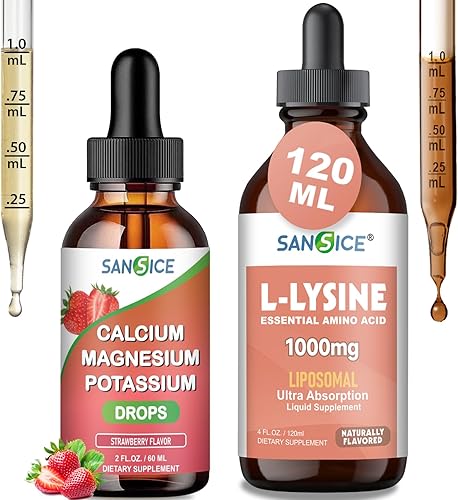 Suplemento de potasio, calcio y magnesio + suplemento liposomal de L-lisina de 1000 mg, complejo mineral con 1000 potasio magnesio calcio con CoQ10,