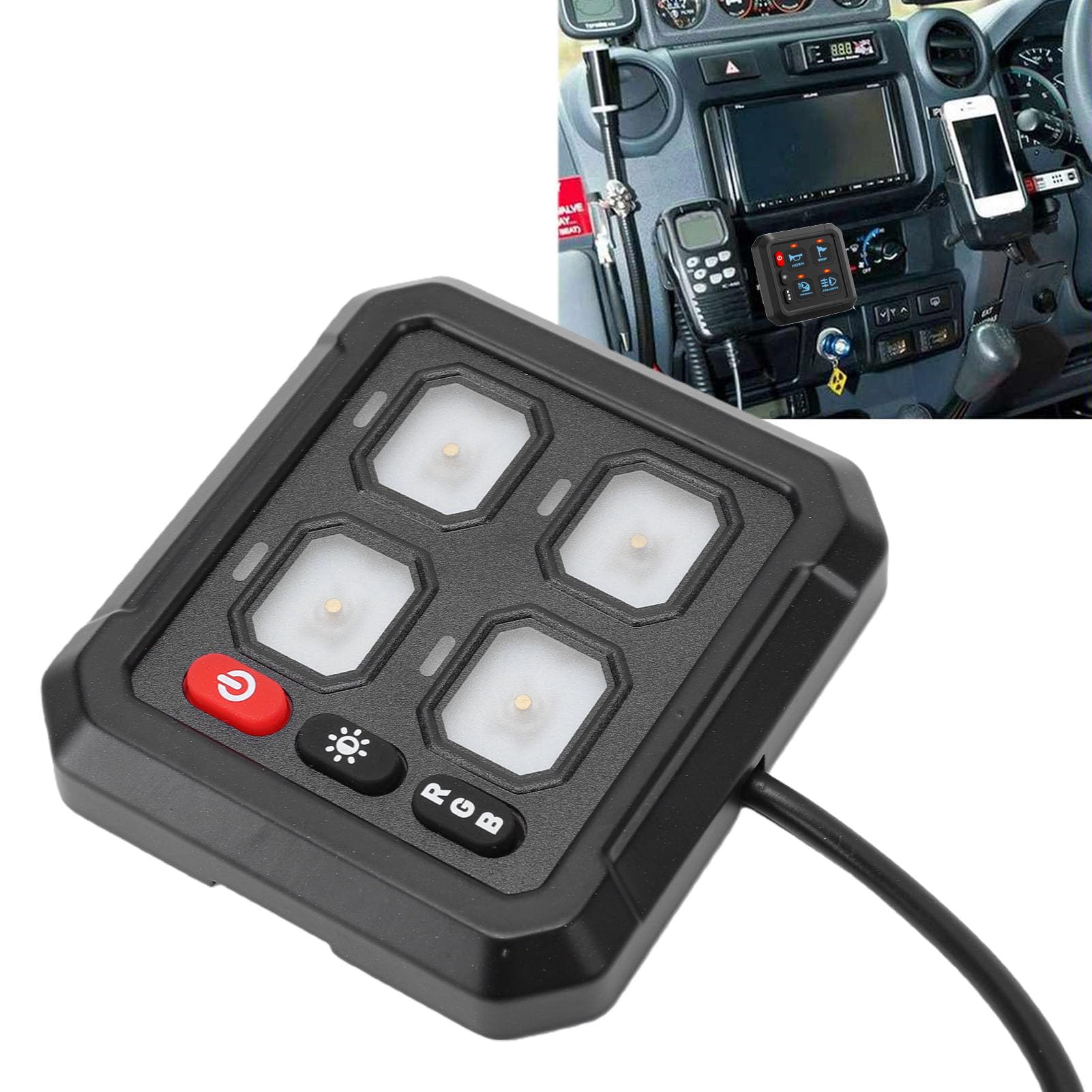Akozon Panel Przełączników światła RGB z 4 Grupami, Automatycznie