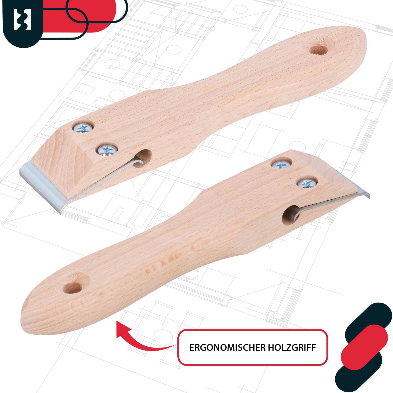 KOTARBAU Grattoir 40 mm avec Manche en Bois pour travaux de menuiserie décapage de Peinture (Lot de 2)