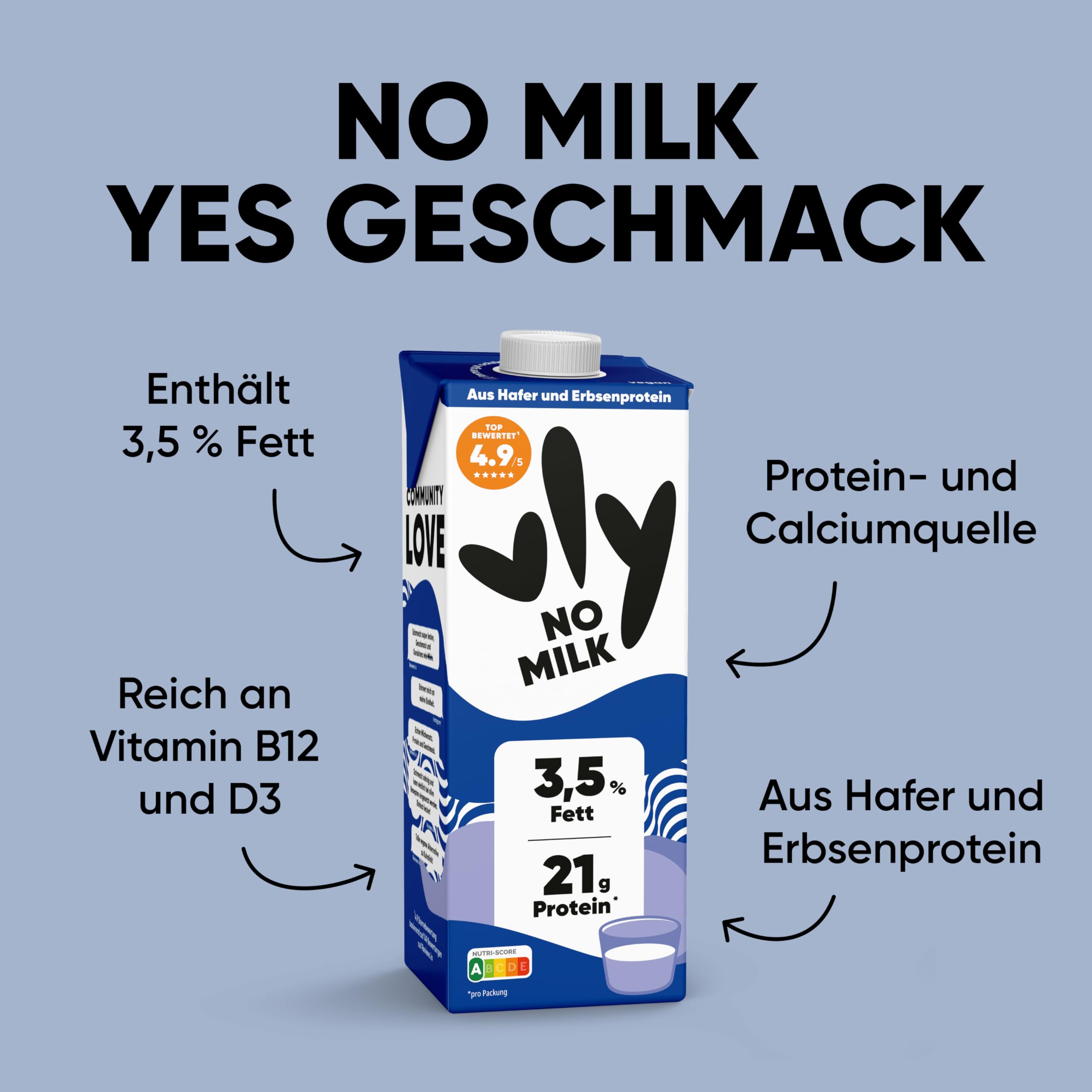 vly - Die köstlich cremige Milchalternative aus Erbsenprotein + Kalzium | PROBIERPAKET Vegane Milchalternative Kaffee Müsli Shakes | Viel Eiweiß, wenig Zucker, Erbsenproteingetränk Pea Protein-Drink