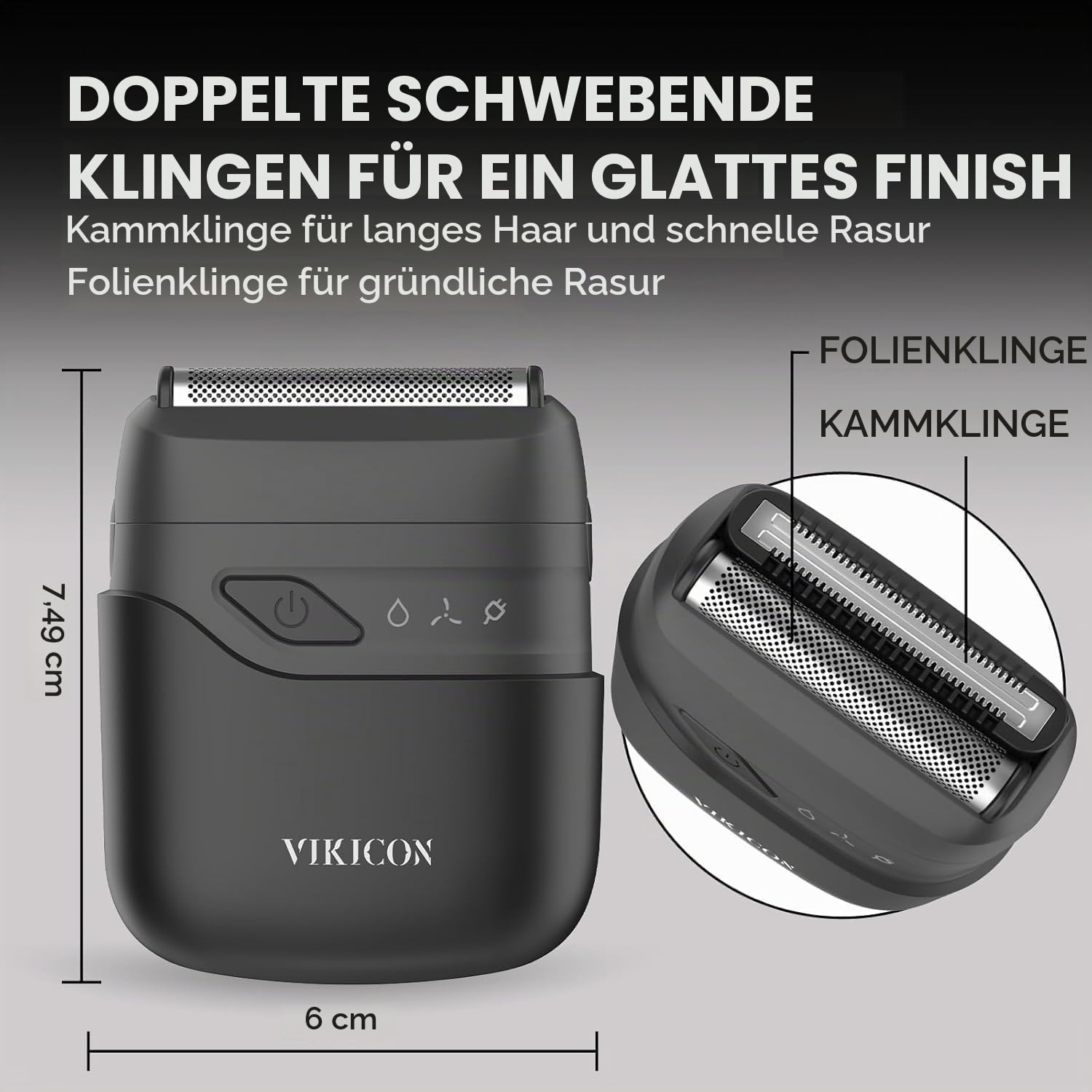 VIKICON Folienrasierer Herren, Mini Rasierer Herren Elektrisch