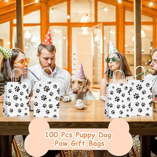 Miniatura 4 de Geyoga 100 bolsas de regalo de pata de cachorro con asa, bolsas de golosinas para perros, bolsas de regalos de fiesta para perros, bolsa