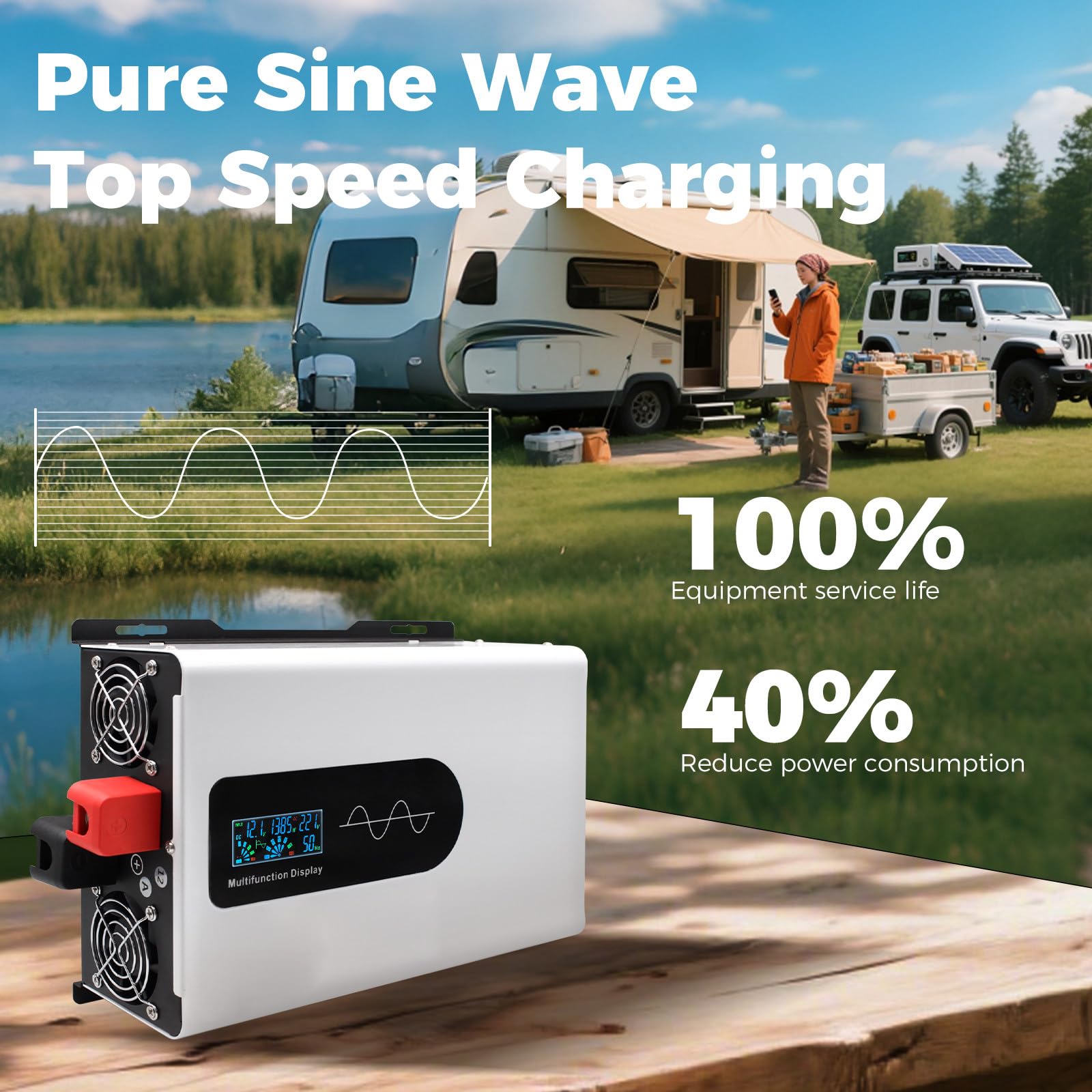 Falownik sinusoidalny 5000 W, przetwornica 12 V do 230 V AC, hybryda solarna do domu, kampera, ciężarówki, kempingu poza siecią (50 Hz/60 Hz), 24 V-220 V do 240 V