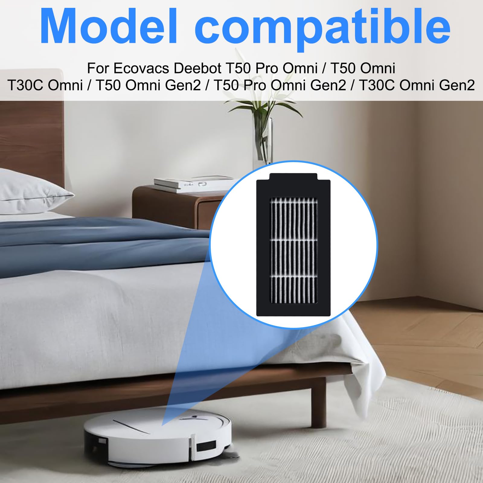 Pack De 4 Filtres HEPA Pour Robot ECOVACS DEEBOT T50/T30C Omni - Rechange Haute Filtration