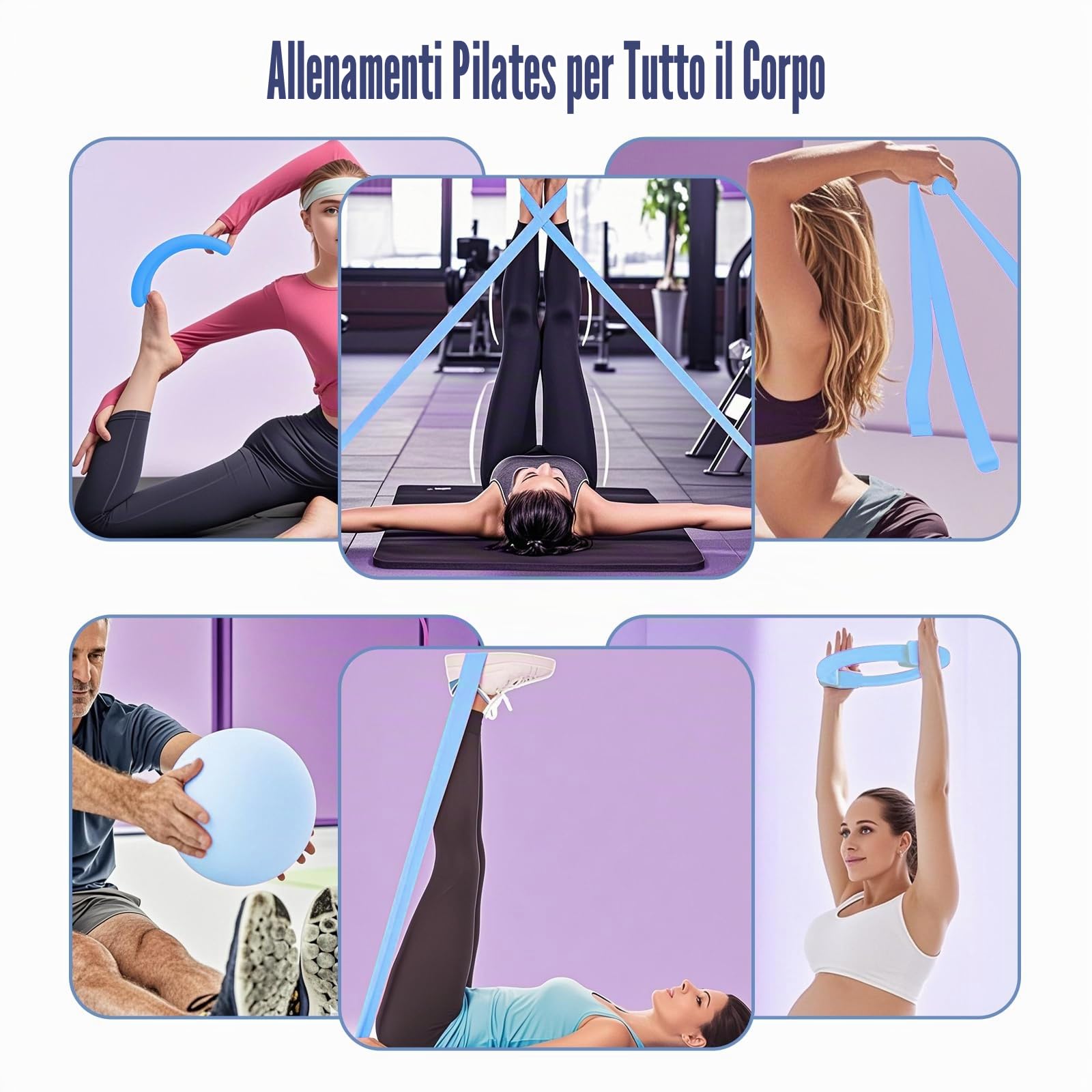 Kit Pilates, Kit Pilates Completo X Casa, Attrezzi Pilates, Include L'anello Di Pilates La Palla Di Yoga La Cinghia Di Sostegno per Lo Yoga L'anello Di Yoga per Gambe