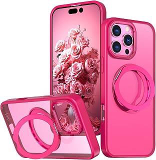Case for iPhone 16 Pro Max / 16 Pro/16 Plus/16 Plus/16 Compatible with Magsafe, Military Fall Protection, Anti-Yellow Transparent Matte Cover with 360° Swivel Magnetic Stand,
