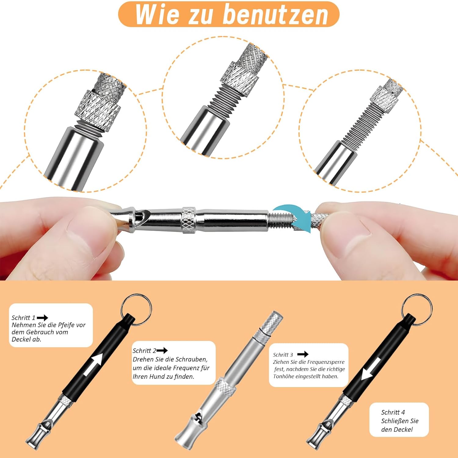 Dog Whistle High Frequency Quiet Ultrasonic Anti Bark Accessory with Lanyard, Adjustable Dog Whistle for All Breeds, Black 5