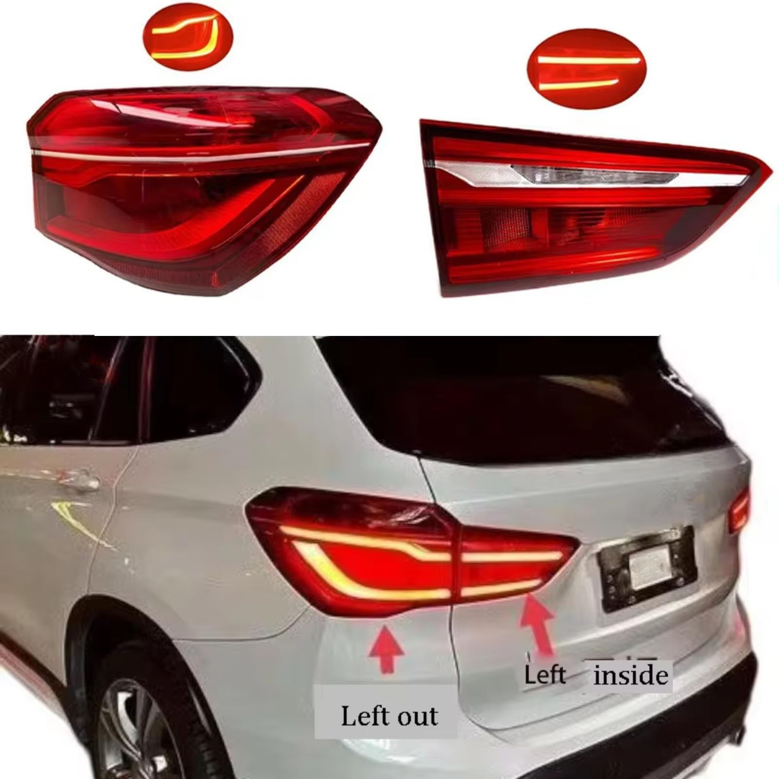 Luces Trasera Para Para X1 2016-2019 63217350697 Luz Trasera De Coche Conjunto De Lámpara De Advertencia De Freno 63217350698 Piloto Trasero coche