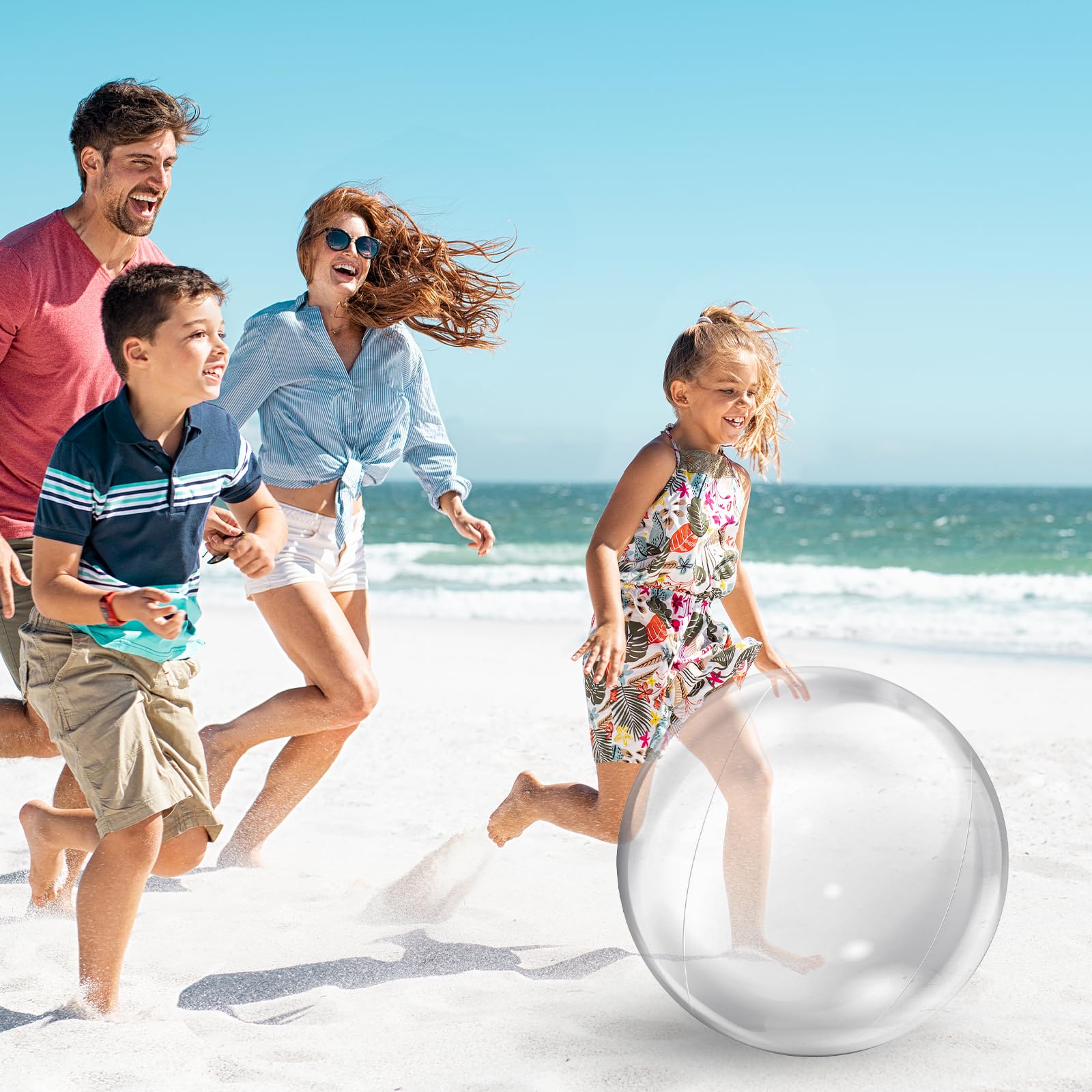Pelota Transparente Inflable 2 Piezas Pelota Inflable Playa PVC Pelota Piscina Hinchable para Juguetes de Playa, Fiesta de Verano