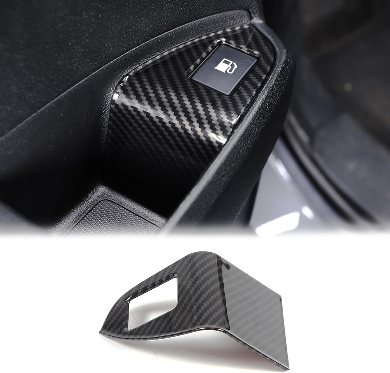 Fuel Tank Cap Switch Button Frame for Honda Pilot 2016-2022/ Ridgeline 2017-2023/ Passport 2019-2023, ABS Car Door Gas Tank Opener Button Cover Trim Accessories (Pear Wood Grain)