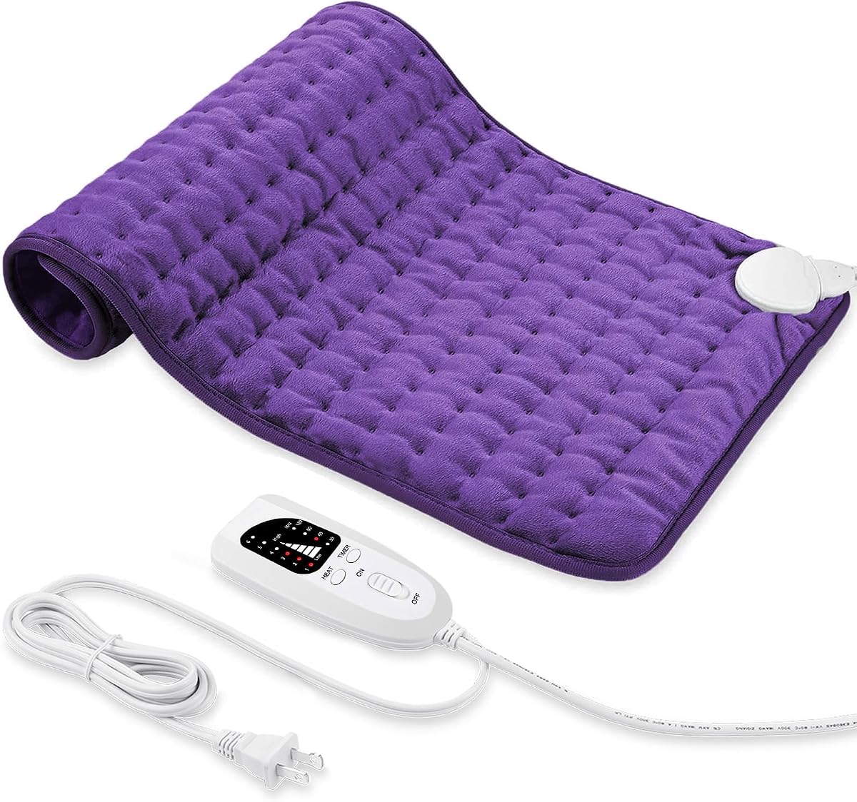 Almohadilla térmica eléctrica con 6 ajustes de calor, apagado automático, calefacción eléctrica seca para espalda, cuello, rodillas, brazos, piernas, hombros, almohadillas térmicas para Navidad, cumpleaños, día del padre, día de la madre (24 x 12 pulgadas, morado oscuro)