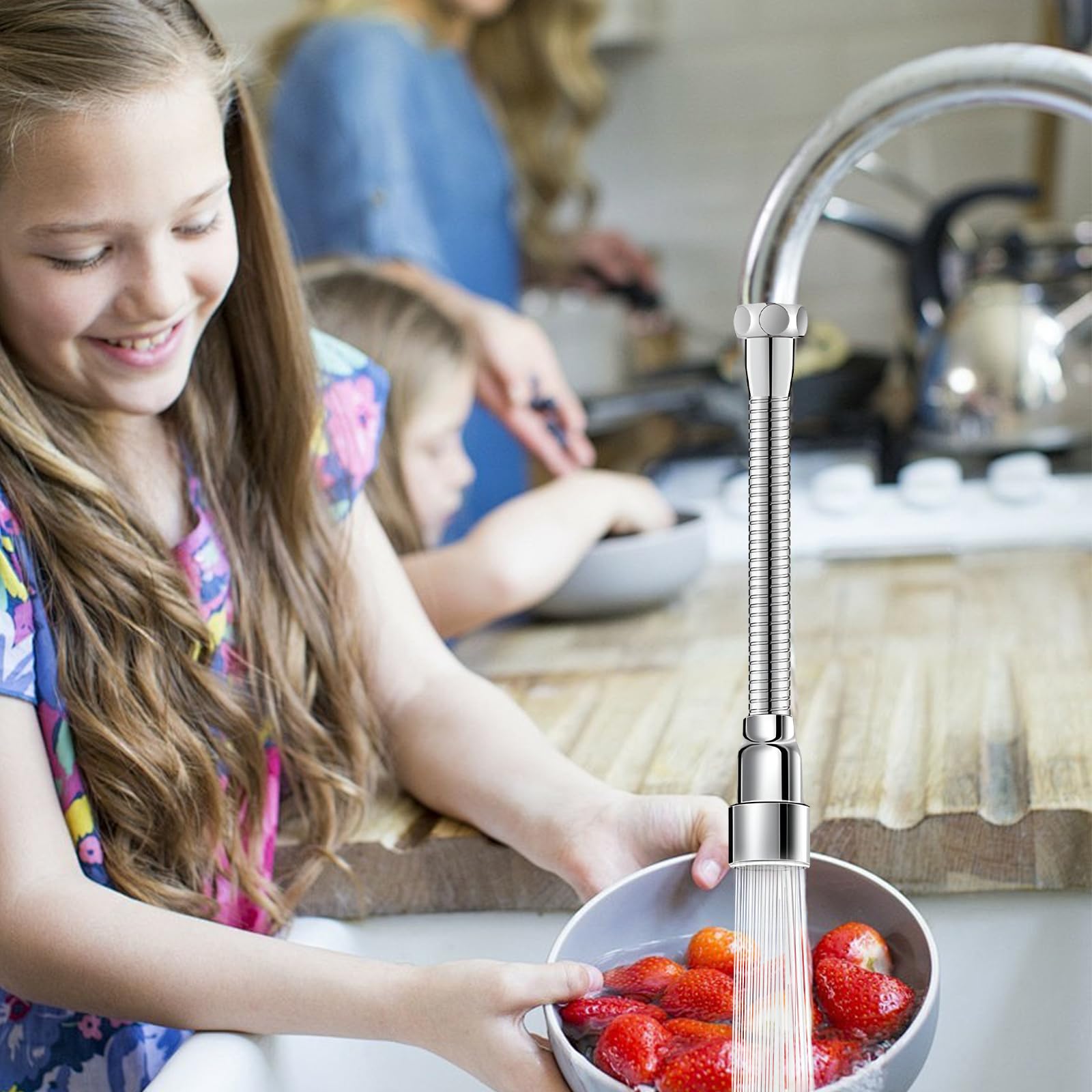Vaskula Alargador Grifo Cocina Fregadero 30cm Acero Inoxidable Rotación de 360° Extensión Para Grifo de Cocina Ajuste de 2 Velocidades Aplicable A Las Escuelas de Apartamentos de Bar