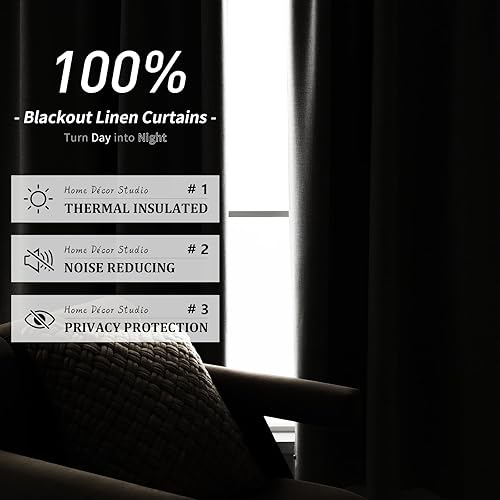 Miniatura 2 de Cortinas grises 100% opacas, 2 capas gruesas completamente opacas con bolsillo para barra, cortinas aislantes térmicas para cocinadormitorio (1 par,