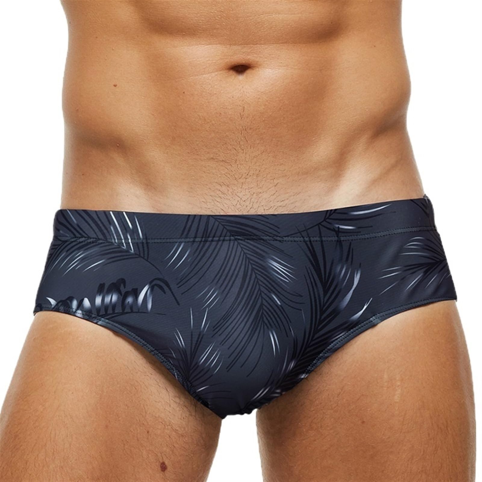 Swim Brief de corte bajo y diseño elástico FABROX Gray Leaves en talla 3XL