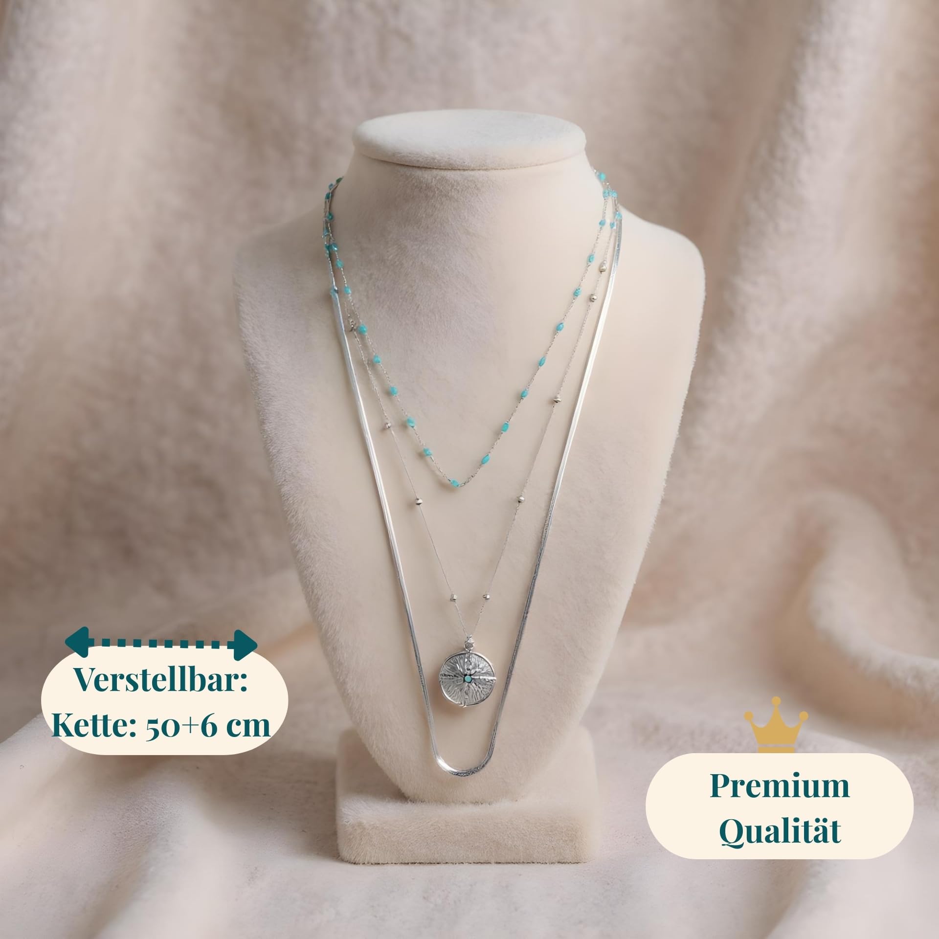 Halskette Damen Layering Schlangenkette Gold & Silber aus Edelstahl – 3-Reihig Wasserfest & Verstellbar (Ein Verschluss) – Schmuck Geschenk für Frauen – Freigeist-Kollektion
