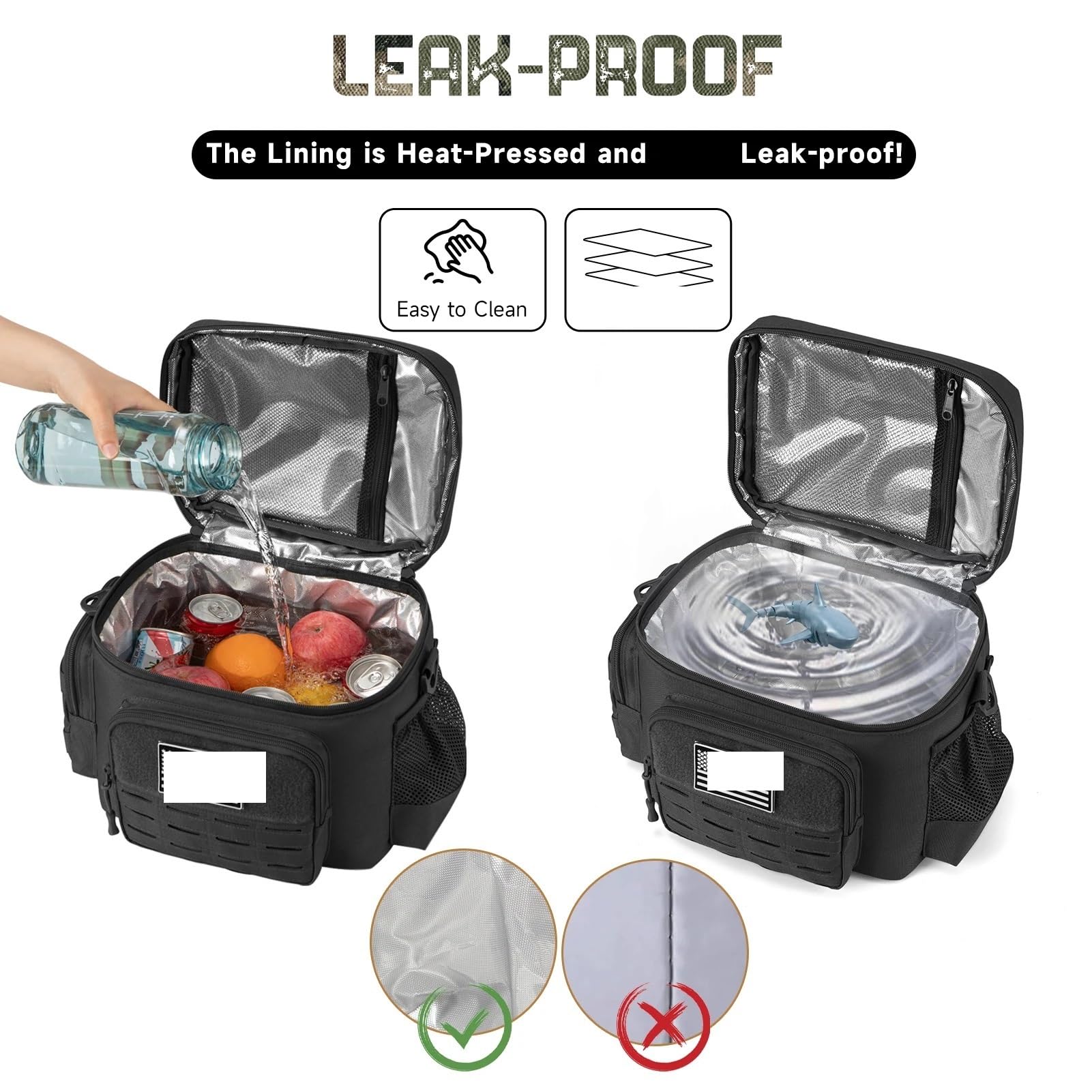 Bolsa De Almuerzo Fiambrera for el Trabajo, Bolsa térmica Aislante a Prueba de Fugas, Comida, Camping, Picnic, Bolsa de Almuerzo Resistente, 2 uds. para Oficina，Picnic(Khaki)