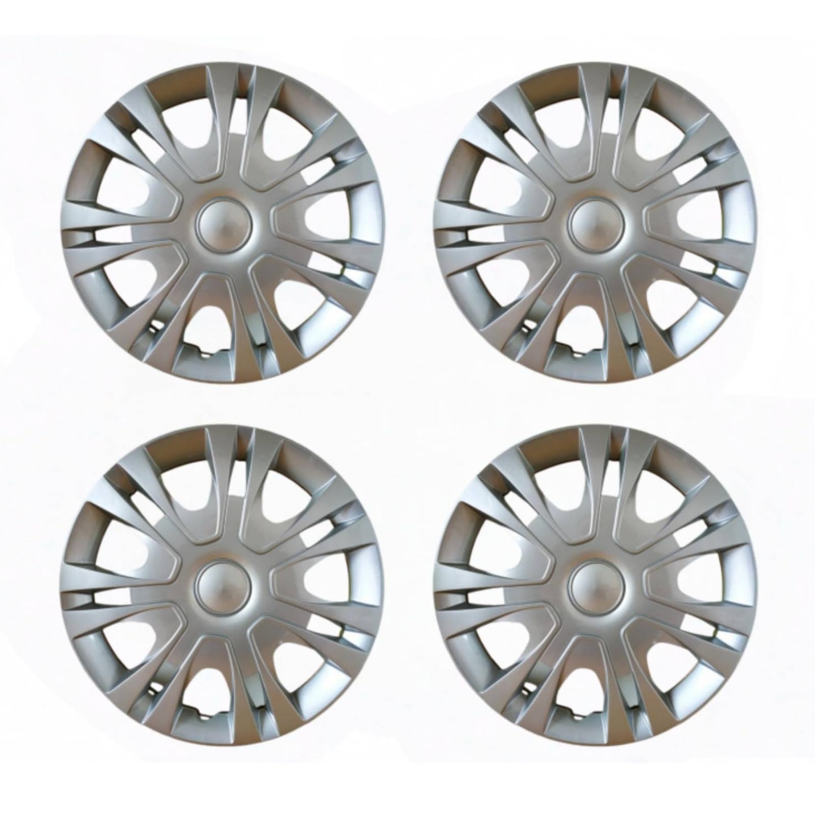 4 Pezzi Copricerchio per 13 Pollici Instzione Rapida Borchia Perfetta Vestibilità Copriruota per Auto, Manutenzione, Argento Brillante, 13 Pollici