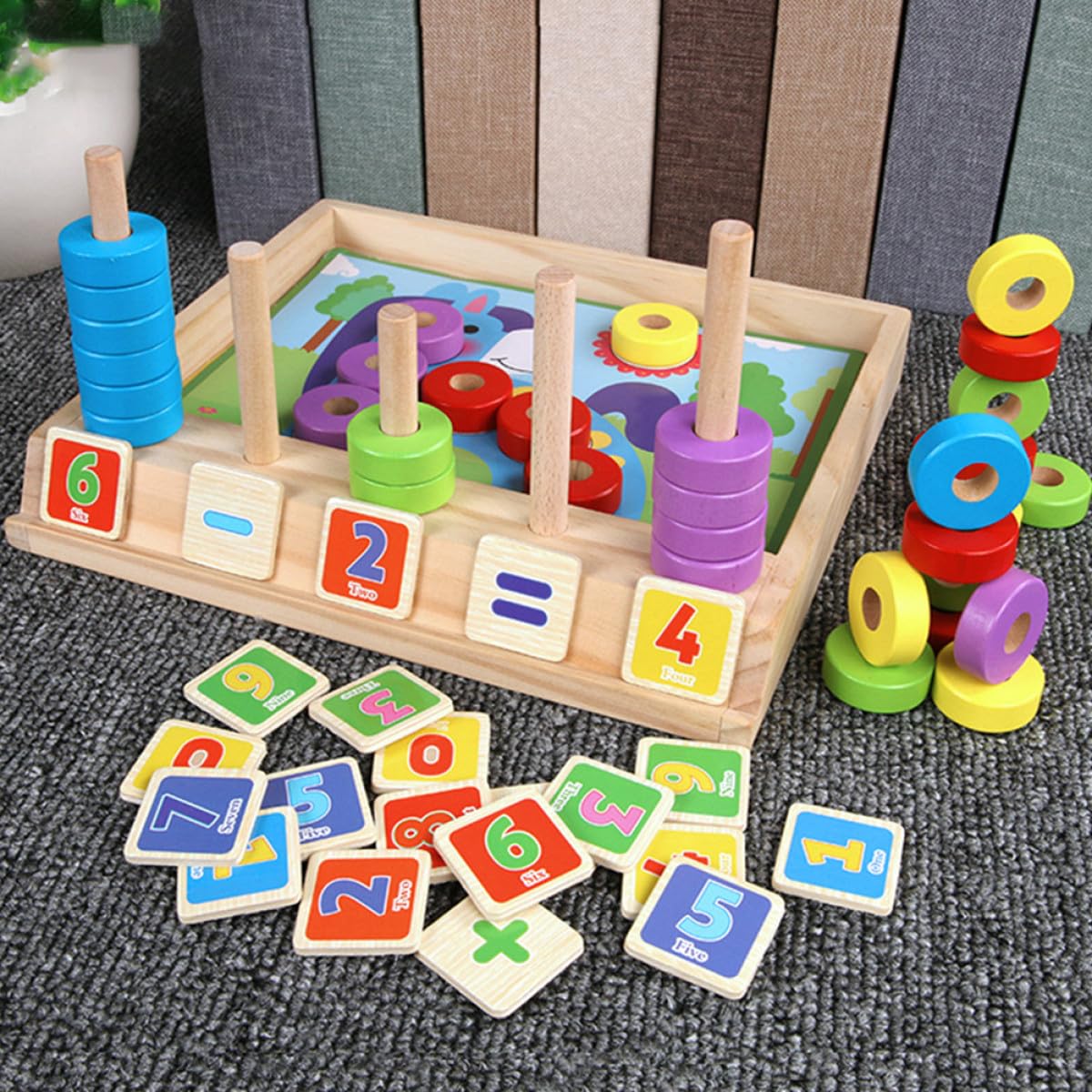 Gatuida Gioco Educativo in Legno per Bambini Puzzle Numerici e Blocchi Aritmetici Multifunzione per Sviluppare Creatività e Capacità di Problem Solving