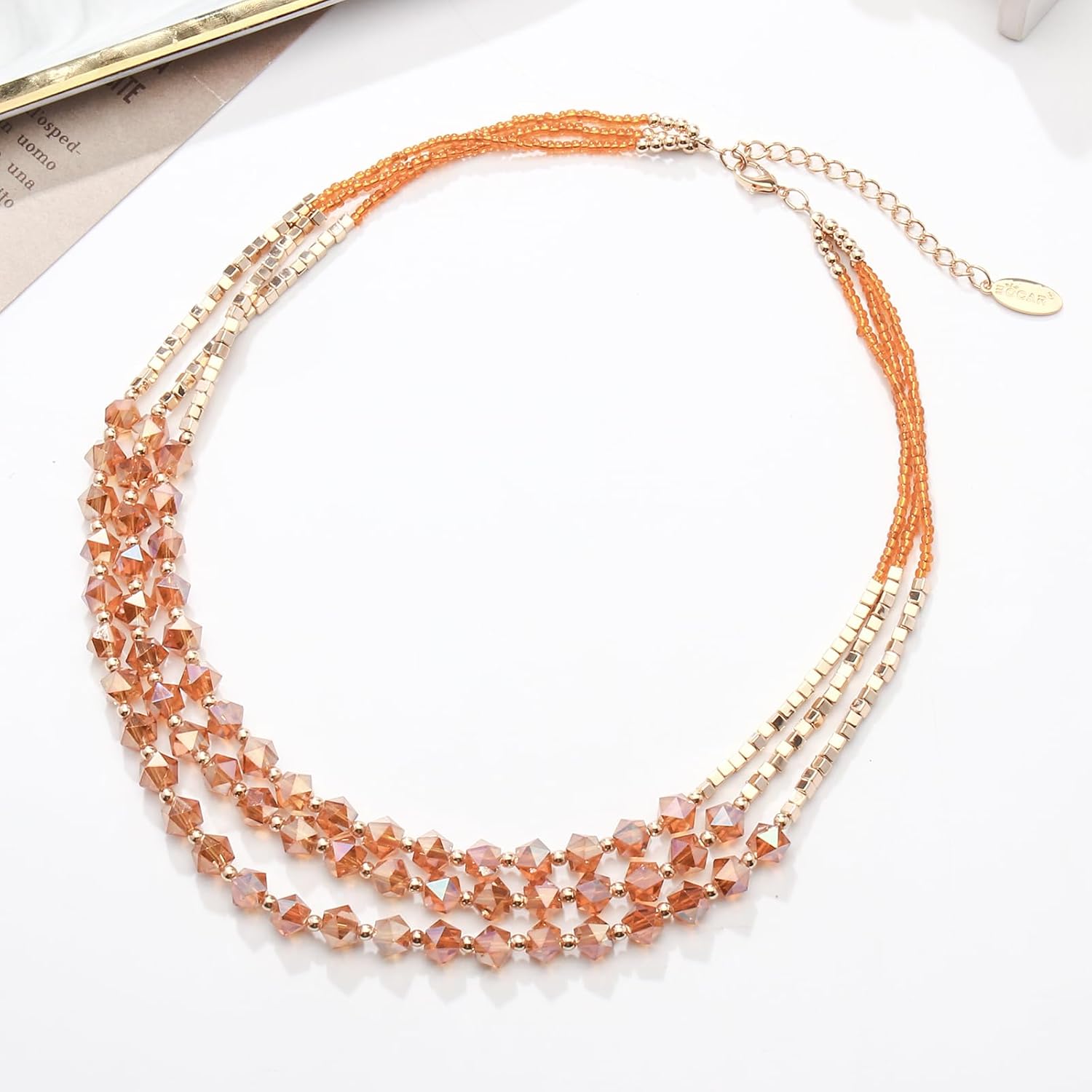 Bocar Necklace for Women, 3 Layer Beaded Necklace Crystal Beads Strand Fashion Jewelry, Party Gifts for Her - Image 3