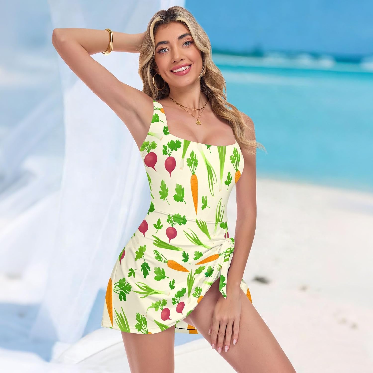 Vegetables Yellow Women's One Piece Swimsuits Tummy Control Bathing Suits S A2302541