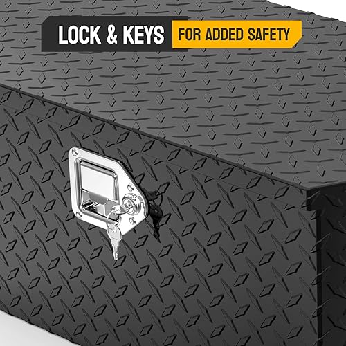 Miniatura 2 de TUFFIOM Caja de herramientas de aluminio de 39 pulgadas con cerradura y llaves, organizador de almacenamiento de placa de diamante, caja de